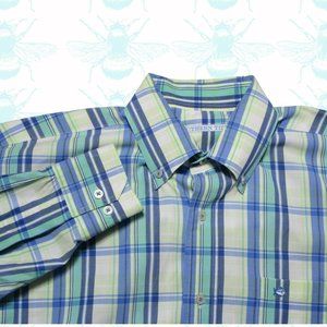 Southern Tide Green/Blue Plaid Long Sleeve Button Down Men's Size - L